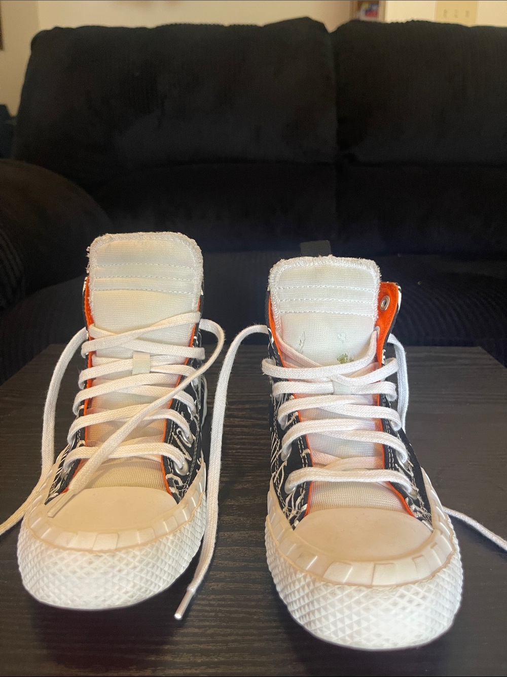 Converse Kids Black, White & Orange High-Top Sneakers